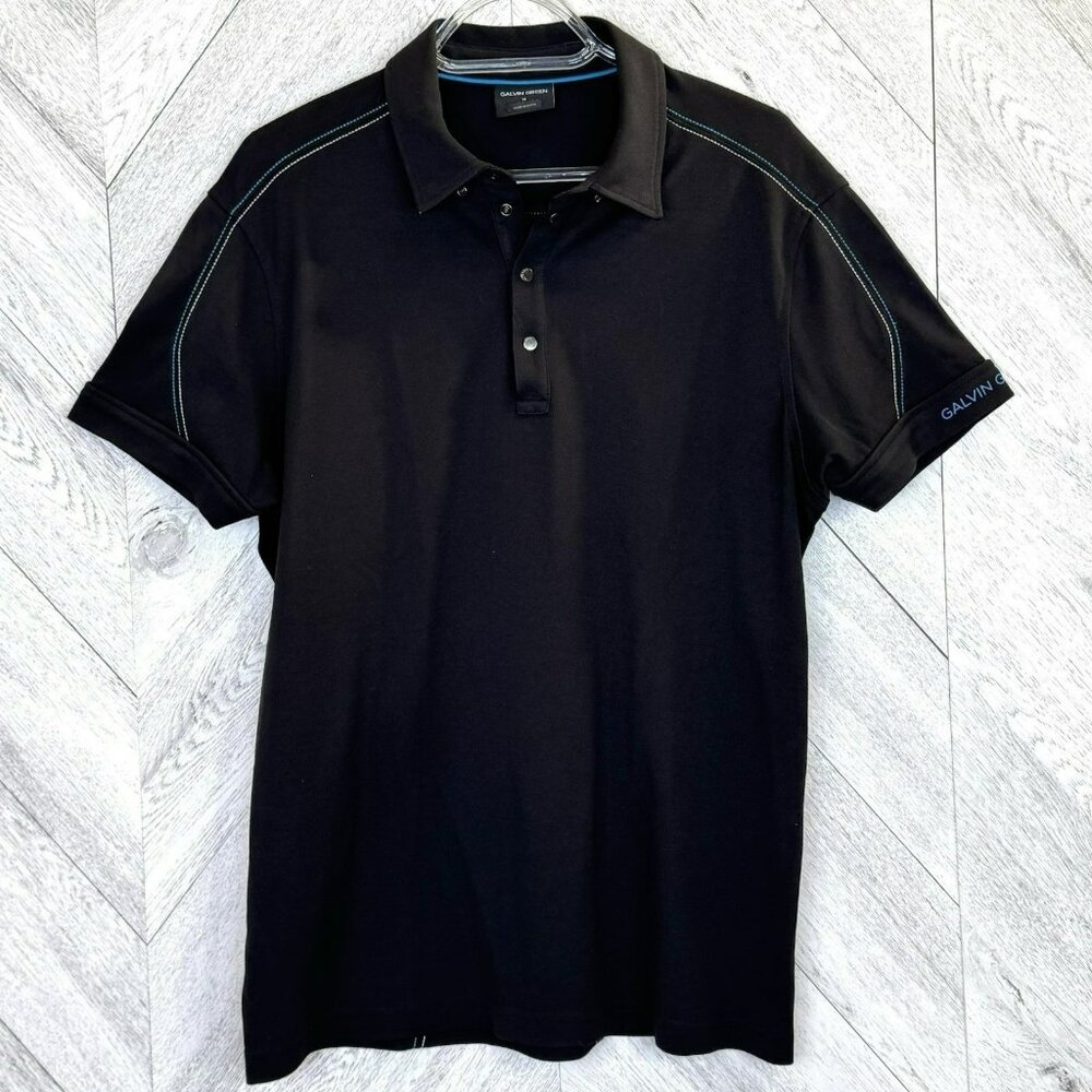 Galvin Green Polo Shirt Mens Size Medium Black Blue Snap Golf Ventil8